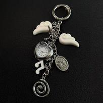 New Angel Wings Heart Pocket Watch Bag Charm Pendant Keychain For Women Girls Bag Decoration Accessories OneSize gray
