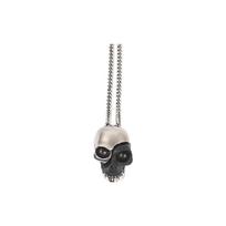 Alexander McQueen Divided Skull Pendant Necklace Silver/Black Unisex Jewelry 554496-IAG2Z-1027 Basic Packaging-Dust Bag+Box,U,Silver white