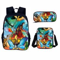 Anime 3pcs/Set Shoulder Bag Pencil Case Camping Book Bags Cartoon Wings of Fire Backpack School Bags for Boys Girls Best Gift blue