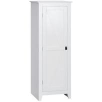 Sandėliavimo spintelė Virtuvės komoda Sandėliavimo vienetas Vonios kambariui Taupantis vietą Klasikinis stilius su 3 reguliuojamomis lentynomis - Aukštis 120 cm Baltos spalvos mediena 43.5 x 40 x 121.5 cm