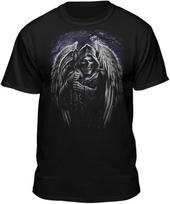 Grim Reaper Wings Scythe Skull T-shirt M black