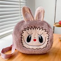 Vaikiška Labubu rankinė per petį, Animacinis kuprinukas, Matinis monetų dėklas, Mergaičių burbulinė pliušinė rankinė 1PC