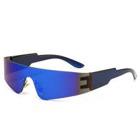 New Cyberpunk Future Technology Sunglasses Fashion Women Frameless One-Piece Eyeglasses Men'S Cycling Shades Uv400 Eyewear 1PC