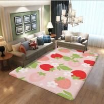 Pink Strawberry Area Rug Kawaii Fruit Print Rugs Mat for Living Room Bedroom Decorative Cute Carpet Non Slip Area Runner Rug 40x60cm 16x24 inch