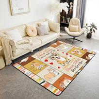 Cute Dog Print Area Rug Cartoon Corgi Pet Bones Living Room Rugs Playmat Lovely Puppy Animals Decorative Rug Indoor Floor Mat 40x60cm 16x24 inch