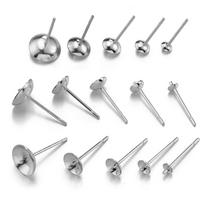 20pcs 3-8mm Gold Color Stainless Steel Ear Studs Earrings Earring Base for Pearl Ear Jewelry Making DIY Accessories Wholesale 3mm white