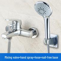 TLXT Wall-Mounted Bathtub Shower Mixer Set with Hand Spray gray