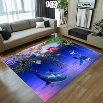 Povandeninio pasaulio žuvų būrio raštu dengta kiliminė danga Delfinų koralų kilimas Miegamojo svetainės virtuvės dekoravimo kilimas 40X60cm blue