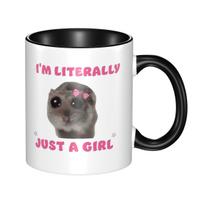 Sad Hamster Meme Mug Funny Ceramic Coffee Cups Tea Mugs Milk Cup Drinkware Gift for Friends One Size gray
