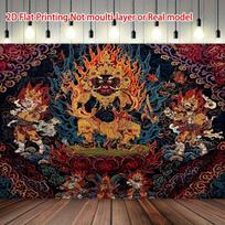 Tibetan Tangka Tapestry Diamond Protector Buddha Statue Buddha Hall Tea Room Zen Living Room Room Decoration 100X70CM black