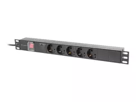 LANBERG Power Distrubution Unit PDU 19 inch 1U 16a 5x Schuko Outlets 2m Black