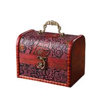 European Styles Wood Jewelry Box Including Metal Lock Clasp For Protecting Valuables And Enhancing Decoration brown