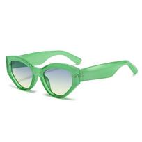Vintage Luxury Gradient Cat eye Women Sunglasses Leopard print Small Thick Frame UV400 Men Eyewear as  picture green