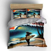 Surfing Set For Tropical Adventures Kid'S And Adults' Bedroom Decor, Exquisite Three-Piece Bedding Set Gift EU Twin 135X200cm&set gray