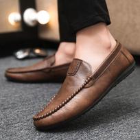 Fashion Plus Big Size Brown Non Slip Leather Shoes for Men Flat Legitimate Social Footwear Offer Designer Cowhide 46 Pu Man Casual Shoe 39 beige