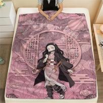 1PC Demon Slayer Print Flannel Blanket, High quality All Seasons, Home Decor, Warmth and Comfort, Perfect for Christmas Gifts 80cm x 120cm gray