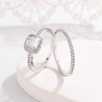 925 Silver Plated Ring Set Square AAAA Zircon Jewelry Engagement Wedding Set Ring Jewelry Party for Women 6 white
