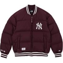 New Era FW24 New York Yankees Logo Letter Zip-Up Stand Collar Long Sleeve Loose Down Jacket Unisex outerwear Burgundy 14397957 S black