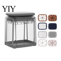 Kitchen Gadget for Slicing Vegetables French Fry Cutter, with Large-Capacity Visible Box, Stainless Steel Blades Fruit And Vegetable Dicer Quick Press Sets gray