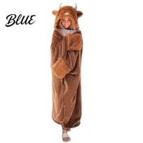 Animal Blanket Hoodie Wearable for Women Oversized Flannel Sweatshirt Women Halloween Costume Blanket Button-Up Cosplay Cape Sleepwear Winter Hooded A brown