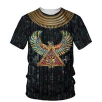 Senovės Horas Egipto dievas Egipto akis Faraonas Anubis veidas 3D marginti marškinėliai vasariniai vyriški/moteriški trumpomis rankovėmis gatvės aprangos marškinėliai XXL brown