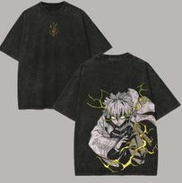 Zenitsu Agatsuma Demonų Žudikas Marškinėliai – Rūgštinio Plovimo Anime Grafinis T-shirt Unisex Manga 2XL gray