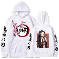 Japonijos anime Kawaii Demon Slayer Kamado Nezuko Manga Megztiniai megztiniai Viršutiniai megztiniai Gatvės drabužiai Unisex animacinių filmų megztiniai XXXXL balta