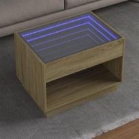 Kavos staliukas su infinity led lemputėmis, ąžuolo, 70x50x50cm