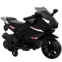 Elektrinis motociklas vaikams, garso signalas, priekiniai žibintai, muzikos funkcija, 2,5 km/h, juodas