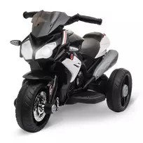 HOMCOM Elektrinis vaikiškas motociklas, šviesos ir garsai, 3 km/h, įkraunamas, plastikas ir metalas, juoda/balta