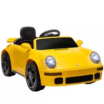AIYAPLAY Elektrinis automobilis vaikams, 12V automobilis su nuotolinio valdymo pultu, švelnus startas, MP3 grotuvas, LED žibintai, garsinis signalas, energijos indikatorius, geltonas