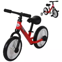Vaikiškas balansinis dviratukas su treniruočių ratukais ir pedalais, 2-5 metų, reguliuojamo aukščio sėdynė, raudonos spalvos