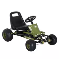 HOMCOM Go Kart vaikiškas pedalinis automobilis su rankiniu stabdžiu, nuo 3 metų, žalias, 99x65x56cm