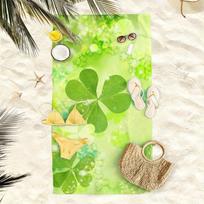 Four Leaf Clover Beach Towel, Dreamy Print Ultra Fine Microfiber Quick Dry Highly Absorbent for Seaside Pool Party Picnic W40*H60(CM) yellow