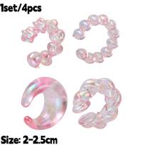 Women Threadless Ear Cuffs Set Fashion Transparent Colorful Dopamine Irregular C Shape Clip Earrings Party Jewelry Gifts white