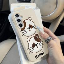 Hello Cat Phone Case For Samsung Galaxy A56 A16 A17 A57 A37 A55 A36 A53 A35 A34 A06 A07 A26 S26 Ultra S25 FE S24 Soft TPU Cover Galaxy S24 Ultra gray