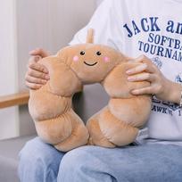 Cartoon Bread U-Shaped Plush Neck Pillow for Office, Travel, and Students 30cm beige