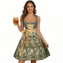 Moterų Oktoberfest kostiumo suknelės rinkinys festivalio vakarėliui M žalia