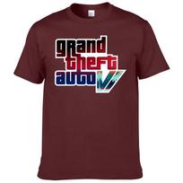 Summer New Men's T-Shirt Grand Theft Auto Gta Game Print T-Shirt 100% Cotton Round Neck Top Street Short Sleeves L black