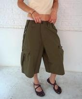 KIJIKO Ke614. Išplauti Bermuda stiliaus krovininės kelnės Chaki Khaki/M black