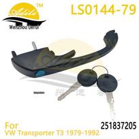 VW Transporter T3 Aliumininė išorinė durų rankenėlė su spynos cilindru 251837205 No juoda