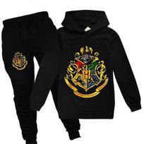 (7-8 metai, Juoda) Harry Potter Spausdintas sportinio kostiumo komplektas 7-14 metų vaikams Su gobtuvais Palaidinė Viršutiniai drabužiai Bėgiojimo kelnės Apatiniai Berniukų Mergaičių Apranga 13-14 Years rožinė