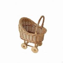 Nendrinis vežimėlis žaislams Vintažinis išvaizdos žaidimų vežimėlis Austas žaislas mažiems vaikams, fotografams, S Pushcart Flower brown