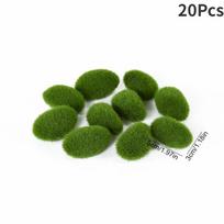 20 vnt dirbtinių samanų uolų dekoratyviniai žalių samanų kamuoliukai gėlių kompozicijoms sodams ir amatams 3*5cm žalia