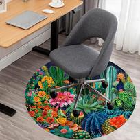 1PC cactus flowers Office Round Area Rug, Under Office Chairs Bedroom Living Room Home Decor, Carpet for Office -1110004 80cm by 80cm