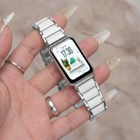 Ceramic Bracelet For Samsung Galaxy Fit 3 Strap Correa Men Women Band Watchband For Samsung Galaxy Fit3 Accessories Samsung Galaxy Fit 3 sidabras