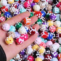 16mm Hand-Painted Dopamine Beads Graffiti Phone Chain DIY Accessory blue