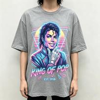 2026 Movie Michael Jackson MJ King of Pop Unisex T Shirt Unisex Summer Short Sleeve Vintage Oversized Tee Y2k Tops Neon Vaporwave S