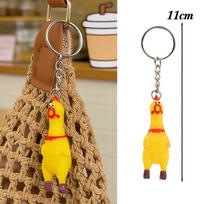 Squeeze Screaming Chicken Keychain Vinyl Stress Relief Prank Gag Gift Funny Squeaky Pendant for Keys Bag Backpack Lanyard Purse 1pc geltona