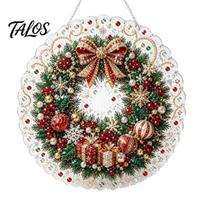 Holiday Diamond Painting Decorations Christmas Faux Pearl Suncatcher Kit, Cute Santa Snowman Tree 3D Beaded DIY Party Ornament Supplies Ornament, C gray